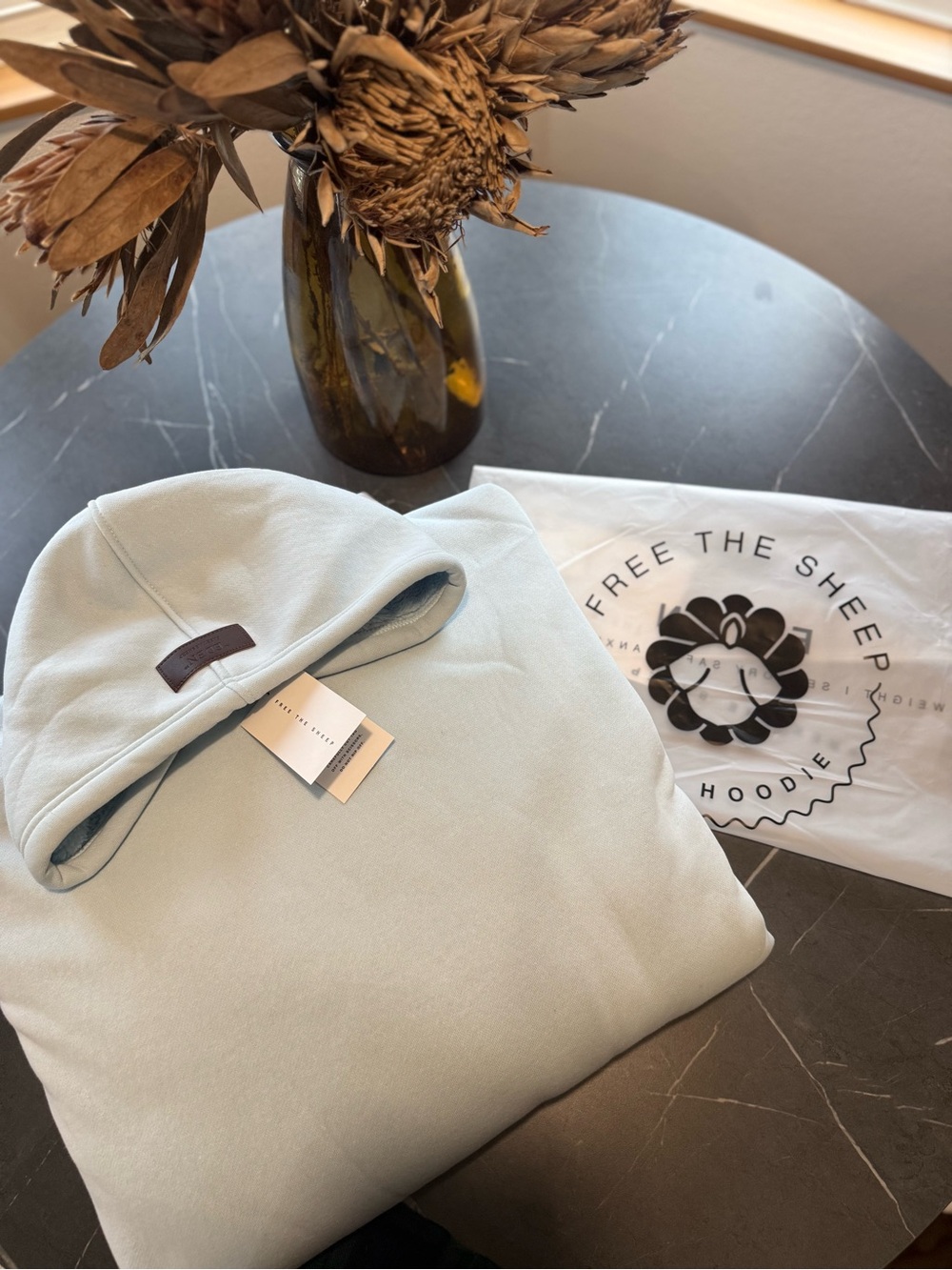 “The Eden Hoodie” Light Blue Hooded Fleece Weighted Blanket - Picture 2 of 7